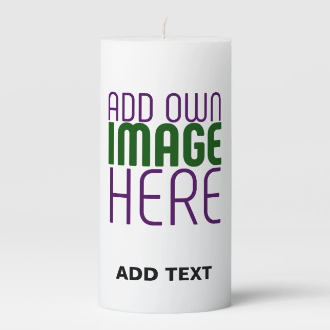  MODERN EDITABLE SIMPLE WHITE IMAGE TEXT TEMPLATE PILLAR CANDLE (Front)