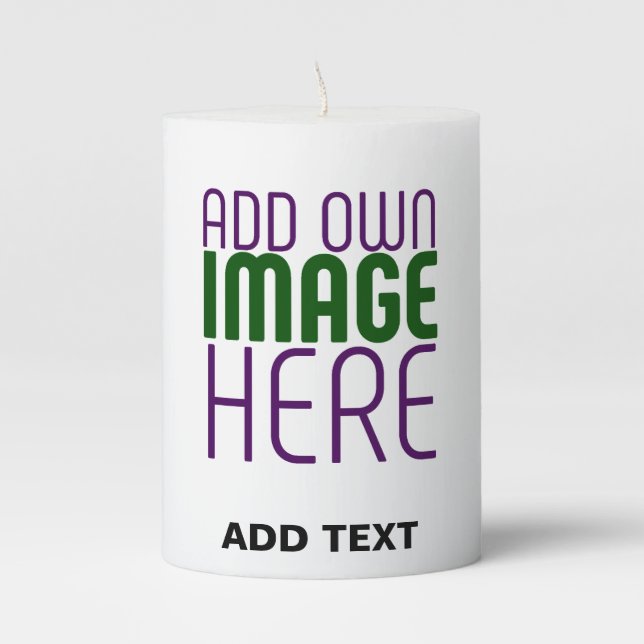  MODERN EDITABLE SIMPLE WHITE IMAGE TEXT TEMPLATE PILLAR CANDLE (Front)