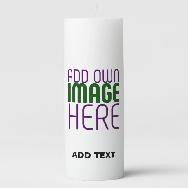  MODERN EDITABLE SIMPLE WHITE IMAGE TEXT TEMPLATE PILLAR CANDLE (Front)