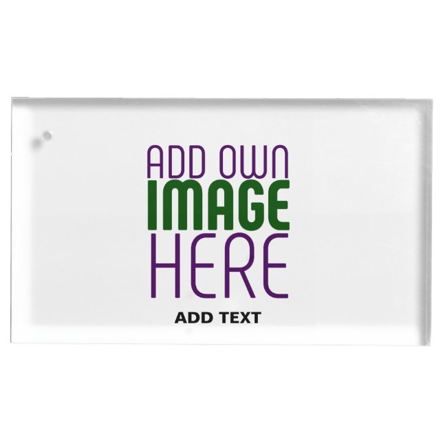 MODERN EDITABLE SIMPLE WHITE IMAGE TEXT TEMPLATE PLACE CARD HOLDER (Front)