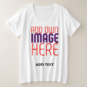 MODERN EDITABLE SIMPLE WHITE IMAGE TEXT TEMPLATE PLUS SIZE T-Shirt
