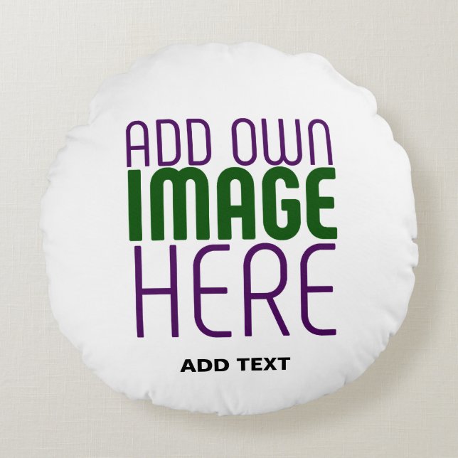 MODERN EDITABLE SIMPLE WHITE IMAGE TEXT TEMPLATE ROUND PILLOW (Front)