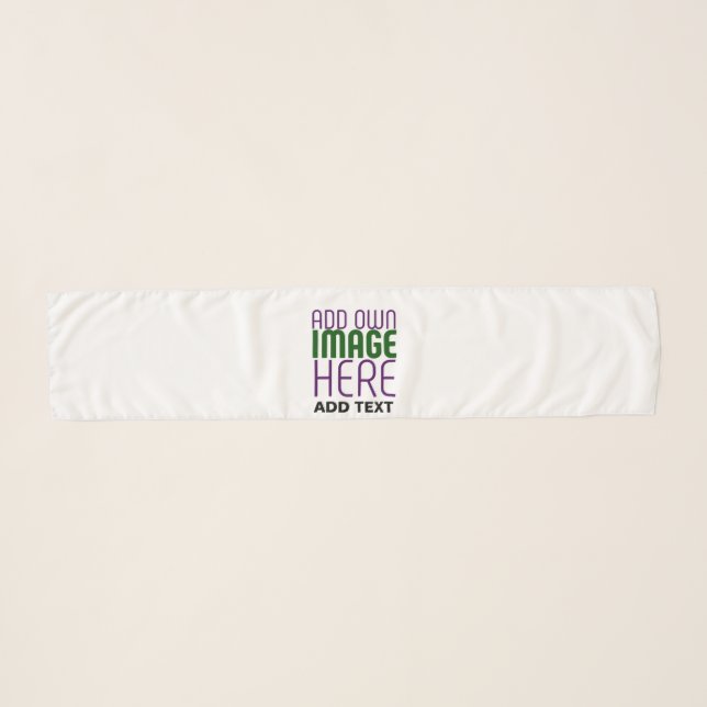 MODERN EDITABLE SIMPLE WHITE IMAGE TEXT TEMPLATE SCARF (Front (Horizontal))