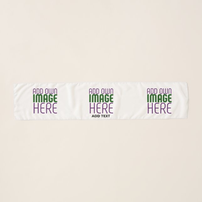 MODERN EDITABLE SIMPLE WHITE IMAGE TEXT TEMPLATE SCARF (Front (Horizontal))