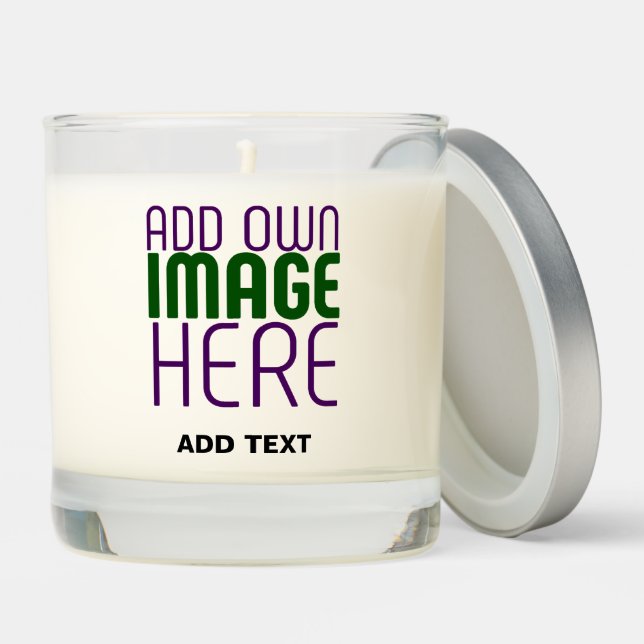 MODERN EDITABLE SIMPLE WHITE IMAGE TEXT TEMPLATE SCENTED CANDLE (Lid)