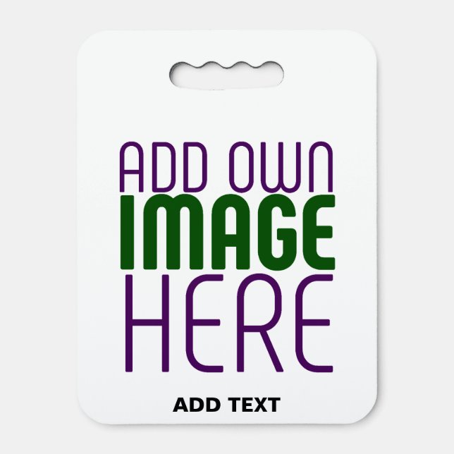 MODERN EDITABLE SIMPLE WHITE IMAGE TEXT TEMPLATE SEAT CUSHION (Front Vertical)