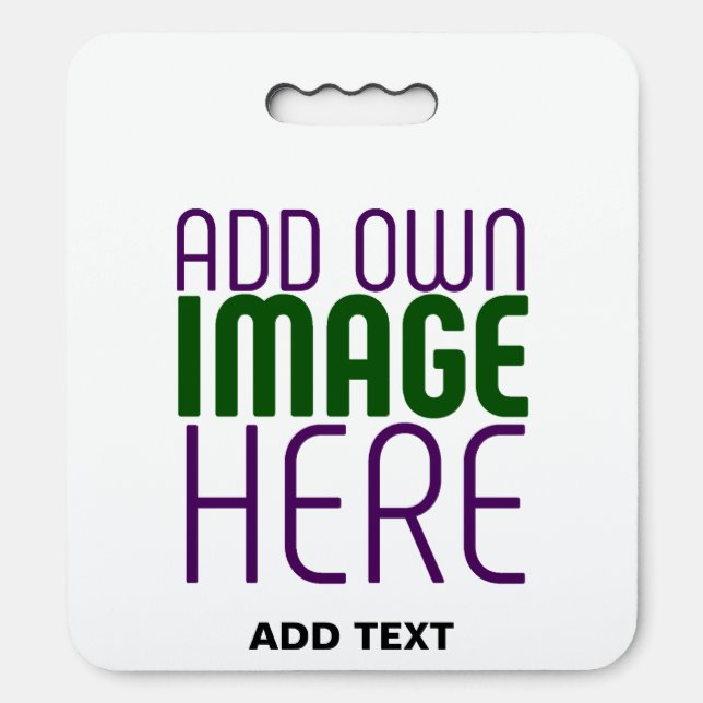 MODERN EDITABLE SIMPLE WHITE IMAGE TEXT TEMPLATE SEAT CUSHION (Front Vertical)