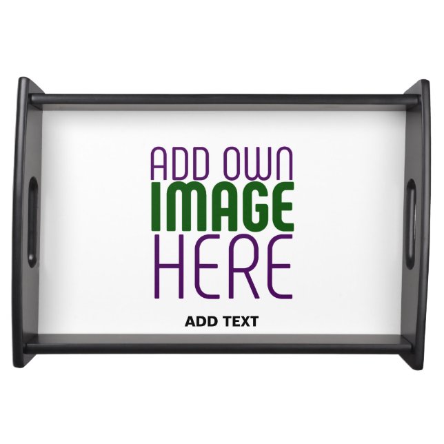 MODERN EDITABLE SIMPLE WHITE IMAGE TEXT TEMPLATE SERVING TRAY (Front)