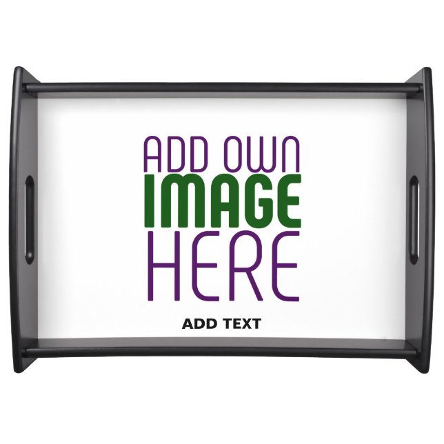 MODERN EDITABLE SIMPLE WHITE IMAGE TEXT TEMPLATE SERVING TRAY (Front)
