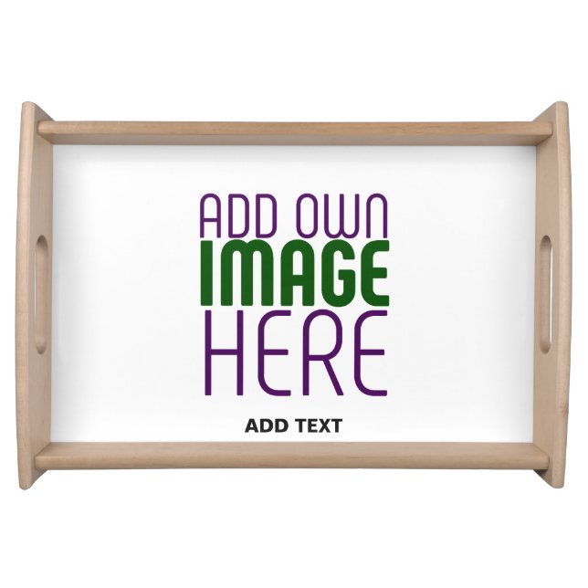 MODERN EDITABLE SIMPLE WHITE IMAGE TEXT TEMPLATE SERVING TRAY (Front)