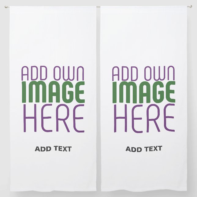 MODERN EDITABLE SIMPLE WHITE IMAGE TEXT TEMPLATE SHEER CURTAINS (Pair)