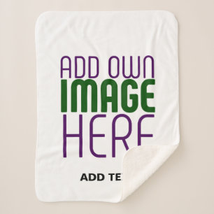 MODERN EDITABLE SIMPLE WHITE IMAGE TEXT TEMPLATE SHERPA BLANKET