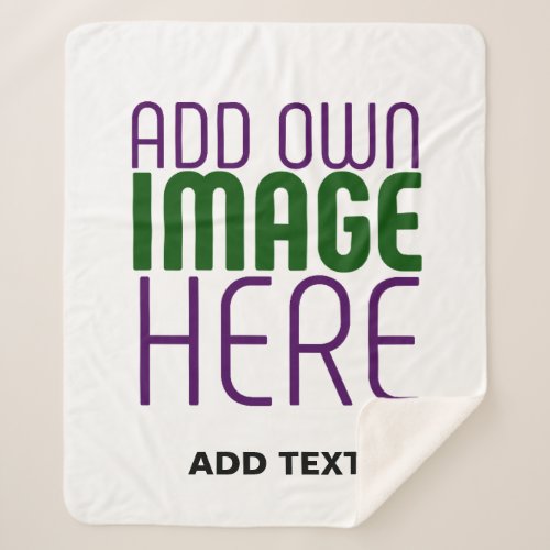 MODERN EDITABLE SIMPLE WHITE IMAGE TEXT TEMPLATE SHERPA BLANKET