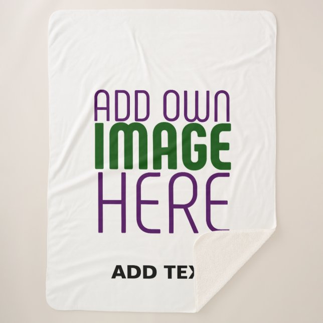 MODERN EDITABLE SIMPLE WHITE IMAGE TEXT TEMPLATE SHERPA BLANKET (Front)