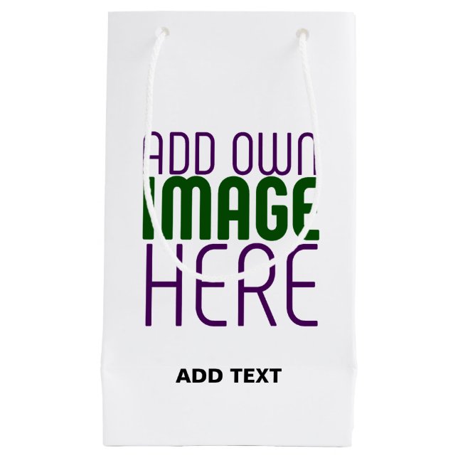 MODERN EDITABLE SIMPLE WHITE IMAGE TEXT TEMPLATE SMALL GIFT BAG (Front)