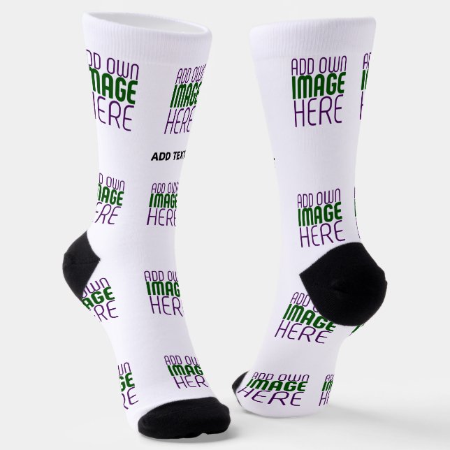 MODERN EDITABLE SIMPLE WHITE IMAGE TEXT TEMPLATE SOCKS (Angled)