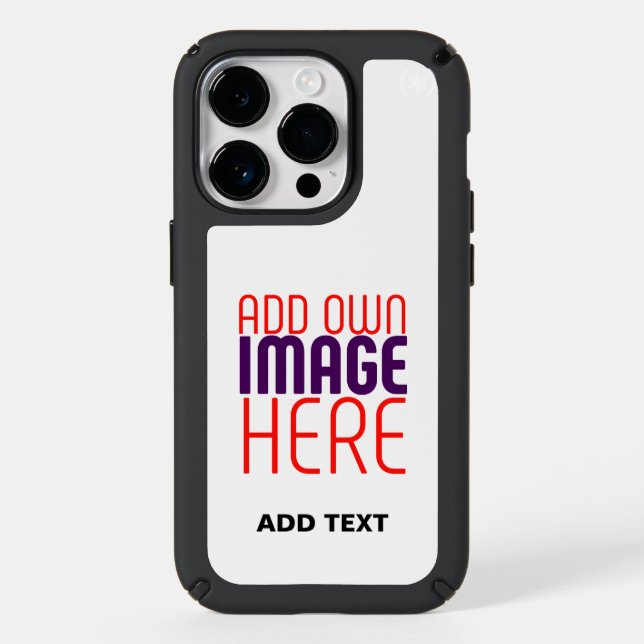 MODERN EDITABLE SIMPLE WHITE IMAGE TEXT TEMPLATE SPECK iPhone CASE (Front)