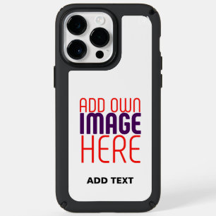 MODERN EDITABLE SIMPLE WHITE IMAGE TEXT TEMPLATE SPECK iPhone 14 PRO MAX CASE
