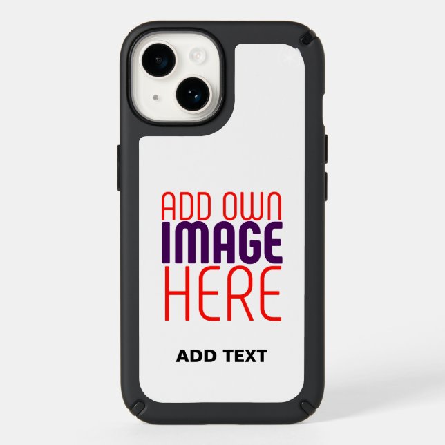 MODERN EDITABLE SIMPLE WHITE IMAGE TEXT TEMPLATE SPECK iPhone CASE (Front)