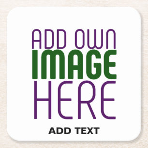 MODERN EDITABLE SIMPLE WHITE IMAGE TEXT TEMPLATE SQUARE PAPER COASTER