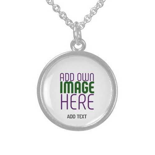 MODERN EDITABLE SIMPLE WHITE IMAGE TEXT TEMPLATE STERLING SILVER NECKLACE