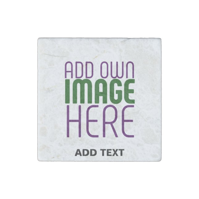 MODERN EDITABLE SIMPLE WHITE IMAGE TEXT TEMPLATE STONE MAGNET (Front)