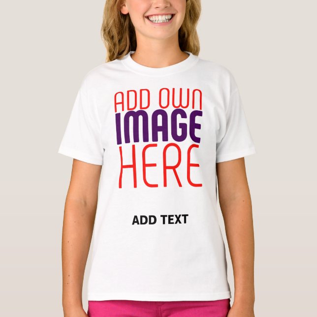 MODERN EDITABLE SIMPLE WHITE IMAGE TEXT TEMPLATE T-Shirt (Front)