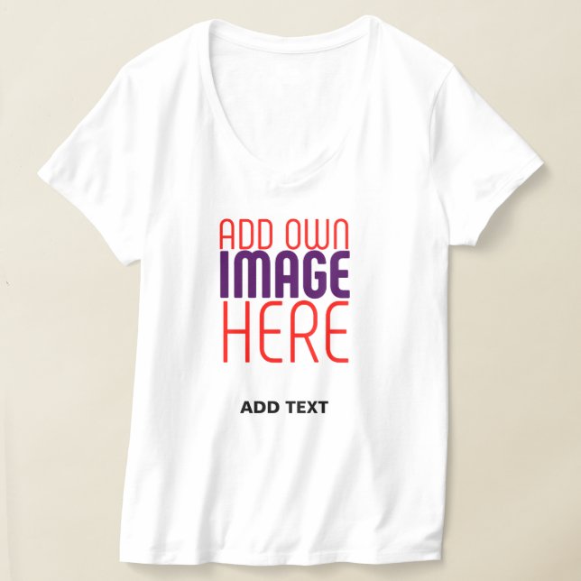 MODERN EDITABLE SIMPLE WHITE IMAGE TEXT TEMPLATE T-Shirt (Laydown)