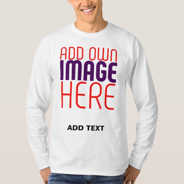 MODERN EDITABLE SIMPLE WHITE IMAGE TEXT TEMPLATE T-Shirt (Front)