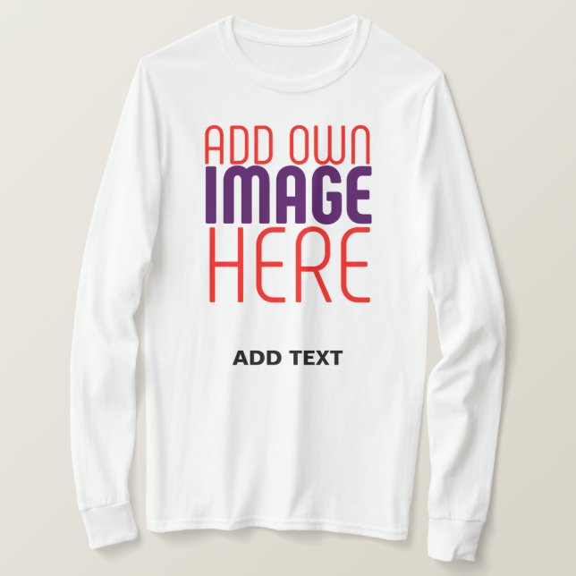 MODERN EDITABLE SIMPLE WHITE IMAGE TEXT TEMPLATE T-Shirt (Design Front)
