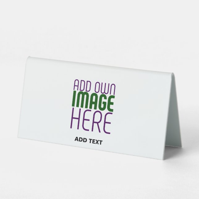 MODERN EDITABLE SIMPLE WHITE IMAGE TEXT TEMPLATE TABLE TENT (Front)