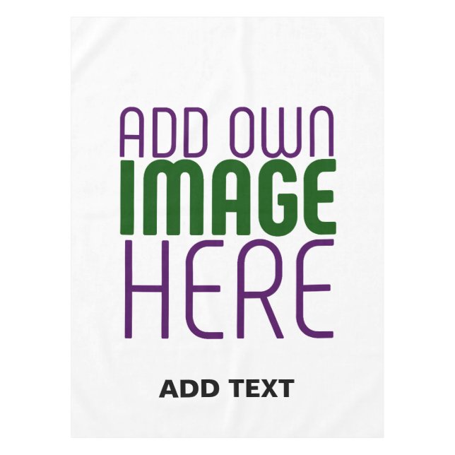 MODERN EDITABLE SIMPLE WHITE IMAGE TEXT TEMPLATE TABLECLOTH (Front)
