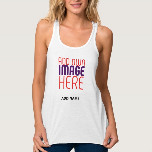 MODERN EDITABLE SIMPLE WHITE IMAGE TEXT TEMPLATE TANK TOP (Front)