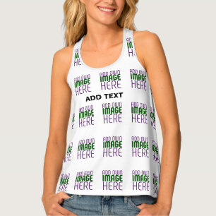 MODERN EDITABLE SIMPLE WHITE IMAGE TEXT TEMPLATE TANK TOP