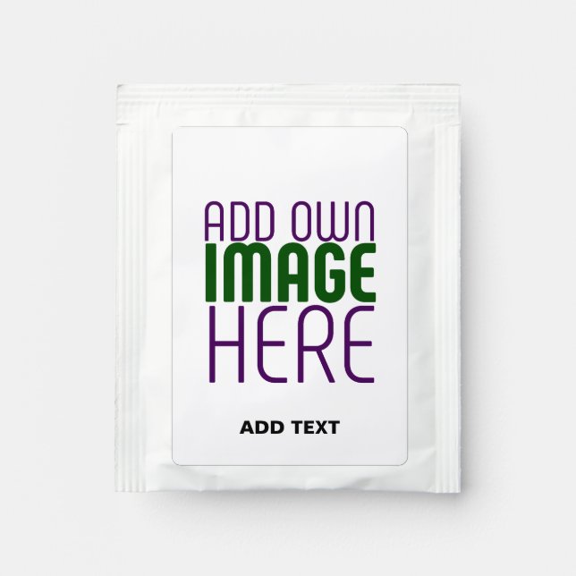 MODERN EDITABLE SIMPLE WHITE IMAGE TEXT TEMPLATE TEA BAG DRINK MIX (Front)