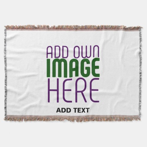 MODERN EDITABLE SIMPLE WHITE IMAGE TEXT TEMPLATE THROW BLANKET