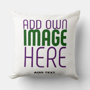 MODERN EDITABLE SIMPLE WHITE IMAGE TEXT TEMPLATE THROW PILLOW