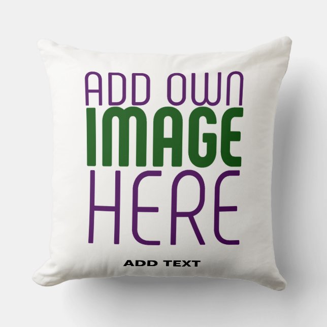 MODERN EDITABLE SIMPLE WHITE IMAGE TEXT TEMPLATE THROW PILLOW (Front)