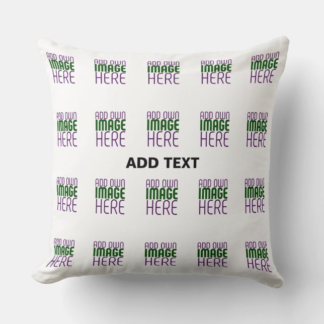 MODERN EDITABLE SIMPLE WHITE IMAGE TEXT TEMPLATE THROW PILLOW (Front)