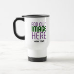 MODERN EDITABLE SIMPLE WHITE IMAGE TEXT TEMPLATE TRAVEL MUG