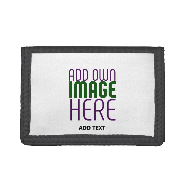 MODERN EDITABLE SIMPLE WHITE IMAGE TEXT TEMPLATE TRI-FOLD WALLET (Front)