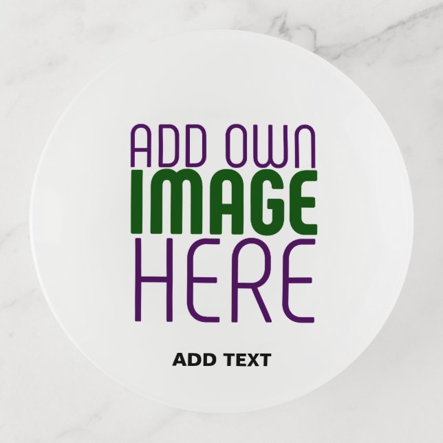  MODERN EDITABLE SIMPLE WHITE IMAGE TEXT TEMPLATE TRINKET TRAY (Front)