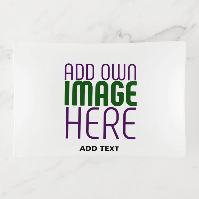  MODERN EDITABLE SIMPLE WHITE IMAGE TEXT TEMPLATE TRINKET TRAY (Front)