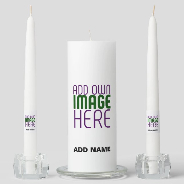  MODERN EDITABLE SIMPLE WHITE IMAGE TEXT TEMPLATE UNITY CANDLE SET (Front)