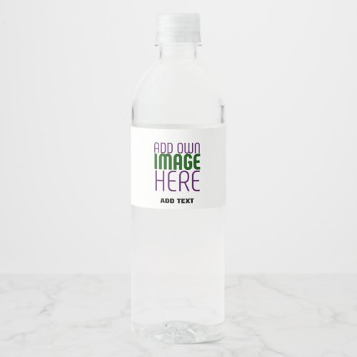 MODERN EDITABLE SIMPLE WHITE IMAGE TEXT TEMPLATE WATER BOTTLE LABEL