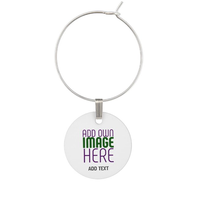 MODERN EDITABLE SIMPLE WHITE IMAGE TEXT TEMPLATE WINE CHARM (Front)