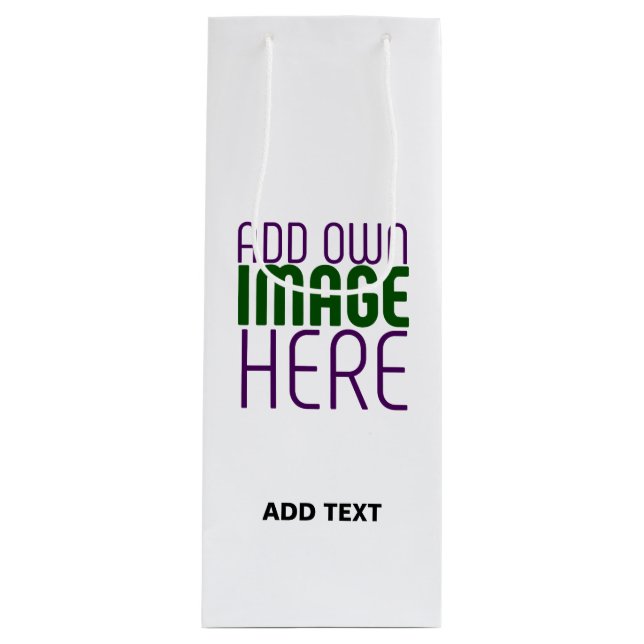MODERN EDITABLE SIMPLE WHITE IMAGE TEXT TEMPLATE WINE GIFT BAG (Front)