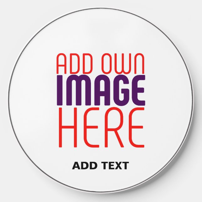 MODERN EDITABLE SIMPLE WHITE IMAGE TEXT TEMPLATE WIRELESS CHARGER  (Front)