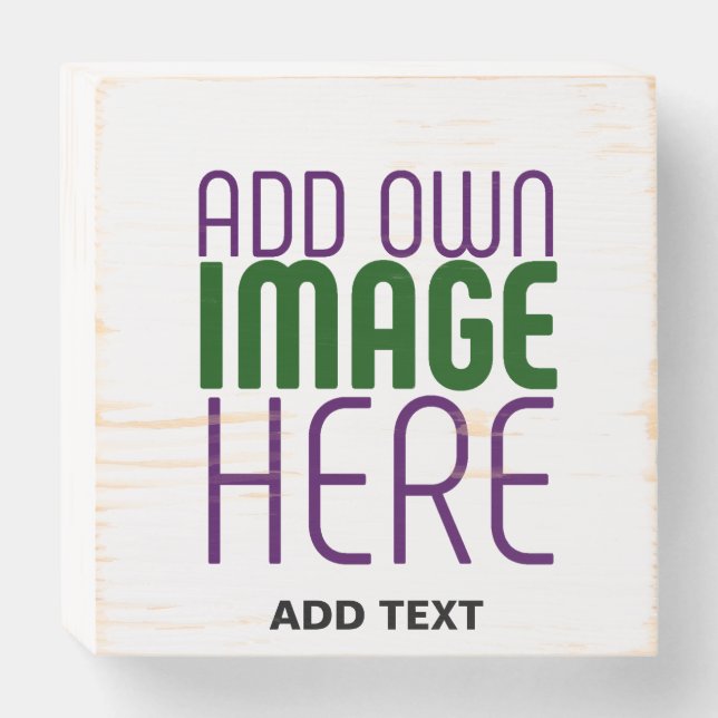 MODERN EDITABLE SIMPLE WHITE IMAGE TEXT TEMPLATE WOODEN BOX SIGN (Front Horizontal)