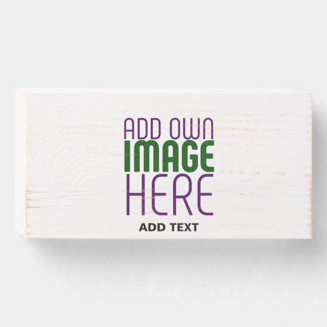 MODERN EDITABLE SIMPLE WHITE IMAGE TEXT TEMPLATE WOODEN BOX SIGN (Front Horizontal)
